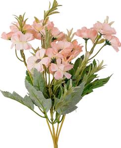 Kerti szegfű selyemvirág csokor, 32cm magas - Halvány rózsaszín