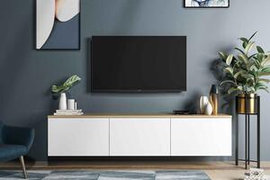 Design falra szerelhető TV asztal Valeriy 160 cm fehér tölgy