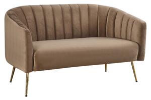 KONDELA Design kétszemélyes kanapé, barna Velvet szövet/gold króm-arany, BAGY