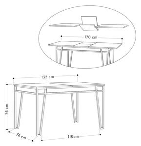 Összecsukható étkezőasztal Raheema 132-170 cm tölgy utánzata