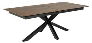 Asztal Oakland 882, Barna, Fekete, 76x100x200cm, Hosszabbíthatóság, Kerámia, Edzett üveg, Fém