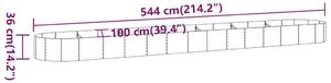 VidaXL szürke porszórt acél kerti magaságyás 544x100x36 cm