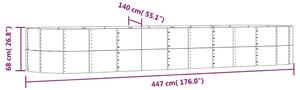 VidaXL szürke porszórt acél kerti magaságyás 447 x 140 x 68 cm