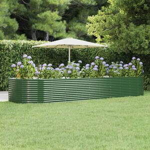 VidaXL zöld porszórt acél kerti magaságyás 447 x 140 x 68 cm