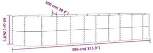 VidaXL szürke porszórt acél kerti magaságyás 396x100x68 cm