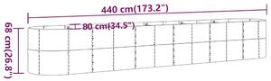 VidaXL szürke porszórt acél kerti magaságyás 440x80x68 cm