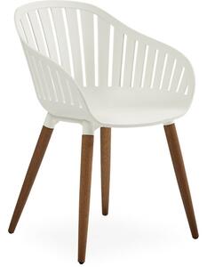Cannes kerti szék, fehér, eukaliptusz láb