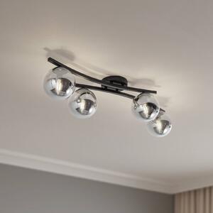 EMIBIG LIGHTING Opus mennyezeti lámpa, 84 cm hosszú, füstszürke/fekete, 4 lámpás., dimmelhető, Fekete, Nappali / Étkező, fém, Modern