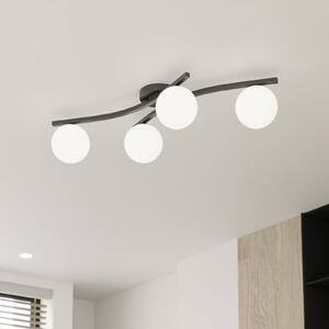 EMIBIG LIGHTING Opus mennyezeti lámpa, 85 cm hosszú, opál, 84 4 lámpás., dimmelhető, Fekete, Nappali / Étkező, fém, Modern