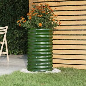 VidaXL zöld porszórt acél kerti ültetőláda 40 x 40 x 68 cm