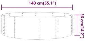 VidaXL antracitszürke porszórt acél kerti magaságyás 140x140x36 cm