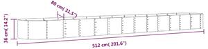 VidaXL szürke porszórt acél kerti magaságyás 512x80x36 cm