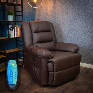 Relax fotelágy elektromosan dönthető háttámlával, lábtartóval, masszázzsal - Barna