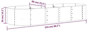 VidaXL szürke porszórt acél kerti magaságyás 224x80x36 cm