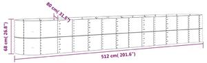 VidaXL szürke porszórt acél kerti magaságyás 512x80x68 cm