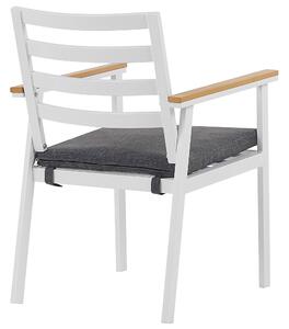 Fehér kerti szék négydarabos szettben szürke párnákkal CAVOLI