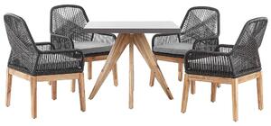 Négyszemélyes beton étkezőasztal fekete székekkel OLBIA