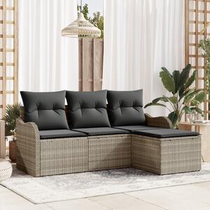 Kerti Kanapé Szett párnával 4 pcs Világosszürke Poli rattan