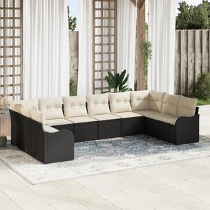 Kerti Kanapé Szett Fekete 344 x 177,5 x 85 cm polirattan