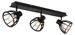 Ipari mennyezeti lámpa fekete 3 fényű - Fotu