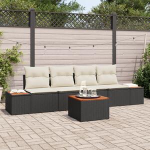 Kerti Kanapé Szett párnával 5 pcs Fekete Poli rattan