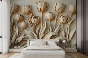 Fotótapéta Elegáns bézs tulipán szobrok virágoznak, Modern fotótapéta, Modern fotótapéta, w01852 - Muralas.hu