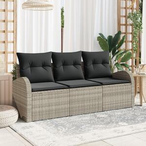 Kerti Kanapé Szett tárolóval 3 pcs Világosszürke Poli rattan