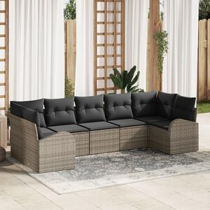 Kanapé Szett 7 pcs Szürke polirattan