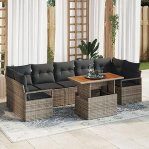 Kerti Kanapé Szett tárolóval 8 pcs Szürke Poli rattan