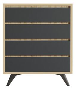 Suvera komód, tölgy-antracit, 70 cm