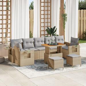Kerti Kanapé Szett 10 pcs Beige és Világosszürke polirattan