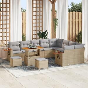 Kerti Kanapé Szett 13 pcs Beige és Világosszürke polirattan