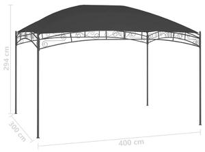 VidaXL antracitszürke kerti pavilon 4 x 3 m 180 g/m²
