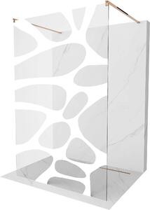 Mexen Kioto, átmenő zuhany paraván 100 x 200 cm, 8mm átlátszó / fehér üvegminta, 2x rózsaszín arany stabilizáló távtartó, 800-100-002-60-97