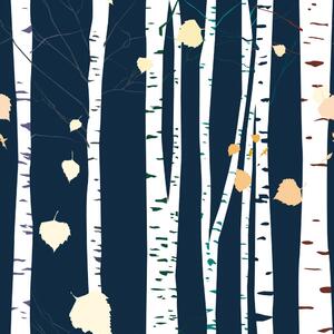 Öntapadó tapéta sűrű színes nyírfa erdő