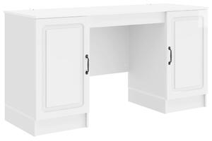 Asztal polcokkal Magasfényű Fehér 142,5 x 50 x 75 cm Szerelt Fa