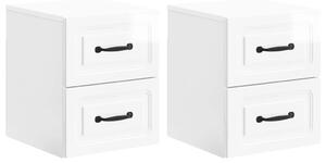 Fali éjjeli szekrény 2 pcs Magasfényű Fehér 34,5 x 33 x 40 cm