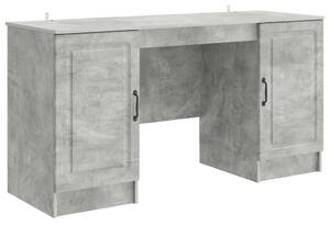 Asztal polcokkal Betonszürke 142,5 x 50 x 75 cm Szerelt Fa
