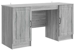 Asztal polcokkal Szürke Sonoma 142,5 x 50 x 75 cm Szerelt Fa