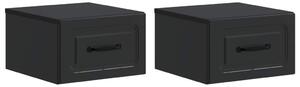 Fali éjjeli szekrény 2 pcs Fekete 34,5 x 33 x 20 cm Szerelt Fa