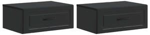 Fali éjjeli szekrény 2 pcs Fekete 49 x 34,5 x 20 cm Szerelt Fa