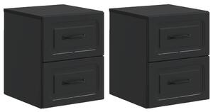 Fali éjjeli szekrény 2 pcs Fekete 34,5 x 33 x 40 cm Szerelt Fa
