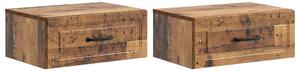 Fali éjjeli szekrény fiókkal 2 pcs Antik Fa 49 x 34,5 x 20 cm