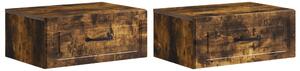 Fali éjjeli szekrény 2 pcs Füstös Tölgy 49 x 34,5 x 20 cm