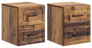 Fali éjjeli szekrény fiókkal 2 pcs Antik Fa 34,5 x 33 x 40 cm
