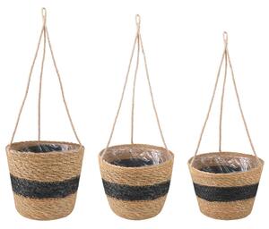 Tengeri fű növénytartók 3 pcs Természetes és Fekete Ø26 x 19 cm