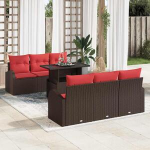Kerti Kanapé Szett párnával tárolóval 7 pcs Barna Poly Rattan
