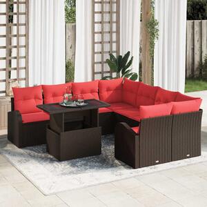 Kerti Kanapé Szett párnával tárolóval 9 pcs Barna Poly Rattan