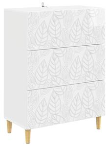 Fiókos szekrény Magasfényű Fehér 66 x 34,5 x 90 cm Szerelt Fa