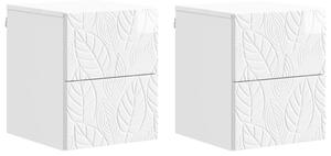 Fali éjjeli szekrény 2 pcs Magasfényű Fehér 34,5 x 33 x 40 cm